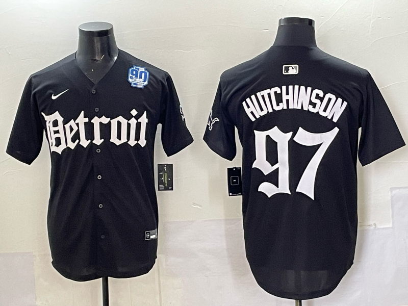 Men 2025 Detroit Lions 97 Hutchinson Black NFL jersey 0015